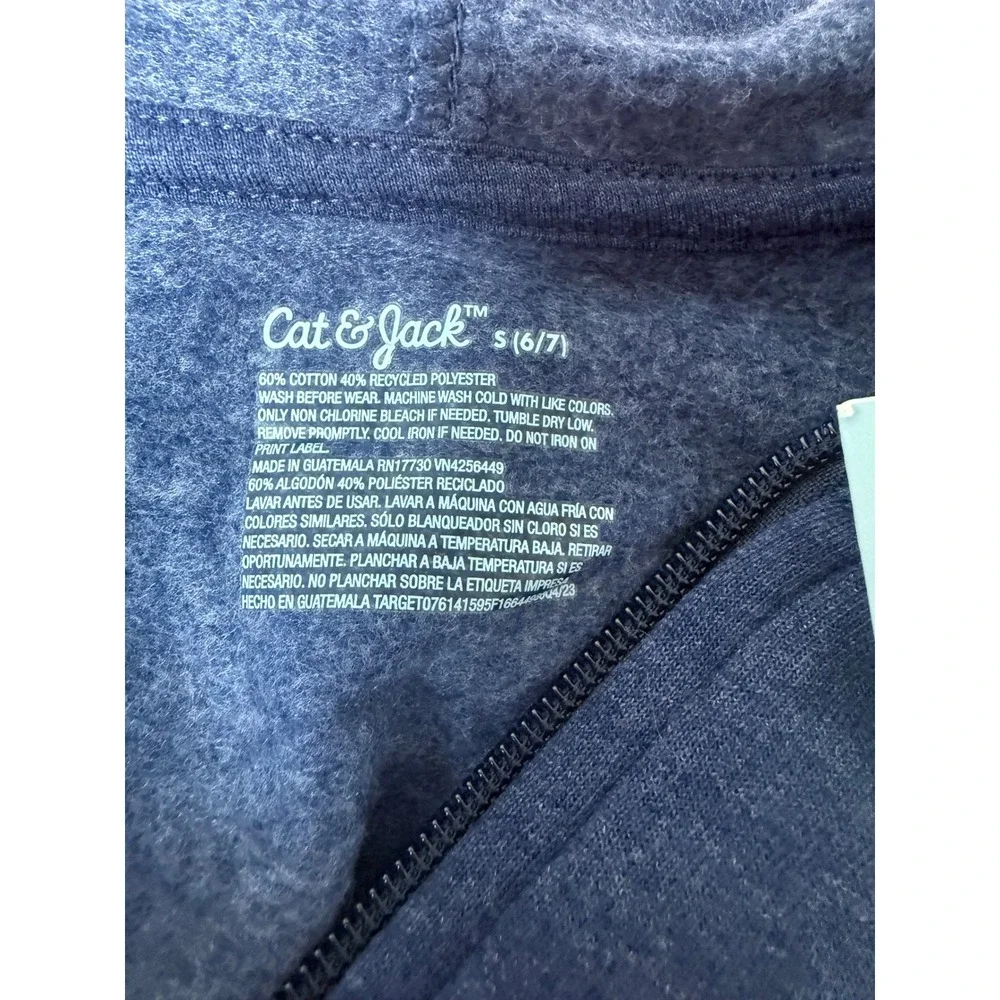 Cat & Jack Zip Up‎ Hoodie Kids S 6/7 Blue New Fleece Hooded Sweatshirt 8594